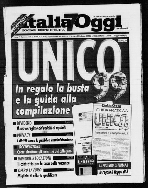 Italia oggi : quotidiano di economia finanza e politica